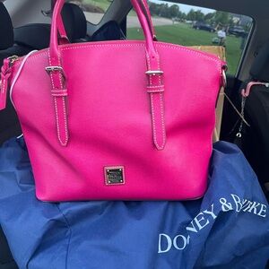 Dooney & Bourke HOT PINK Saffiano Leather Domed Satchel